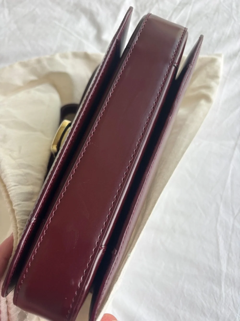 SOLD Like New Sézane Milo Classic Bag in Glossy Burgundy - Picture 8 of 14